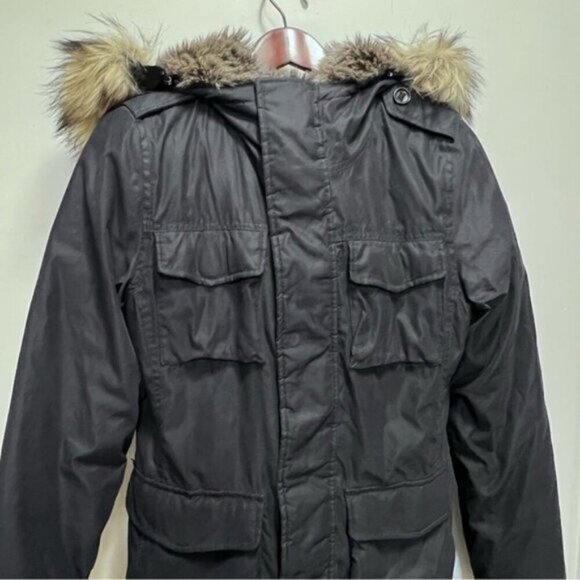 Aritzia TNA Blackcomb Black Parka Hooded Jacket Size Small Winter Coat Faux Fur - Picture 4 of 16